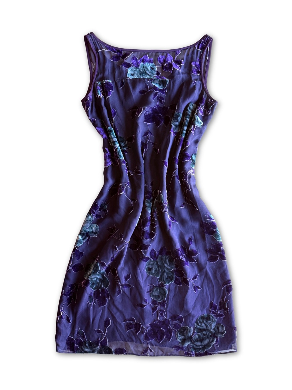 Vintage Liz Claiborne Whimsigoth Purple Floral Midi Silk Blend Dress